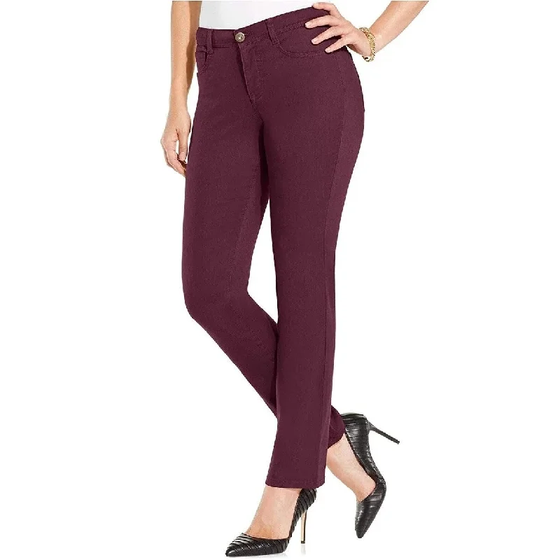 straight-leg jeans for women -Style & Co Women's Tummy-Control Skinny Jeans Dark Red Size 10 Petite - 10 Petite