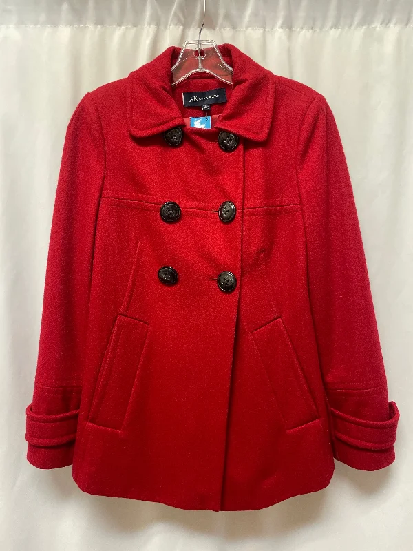 women's parka jackets -Coat Peacoat By Anne Klein In Red, Size: M