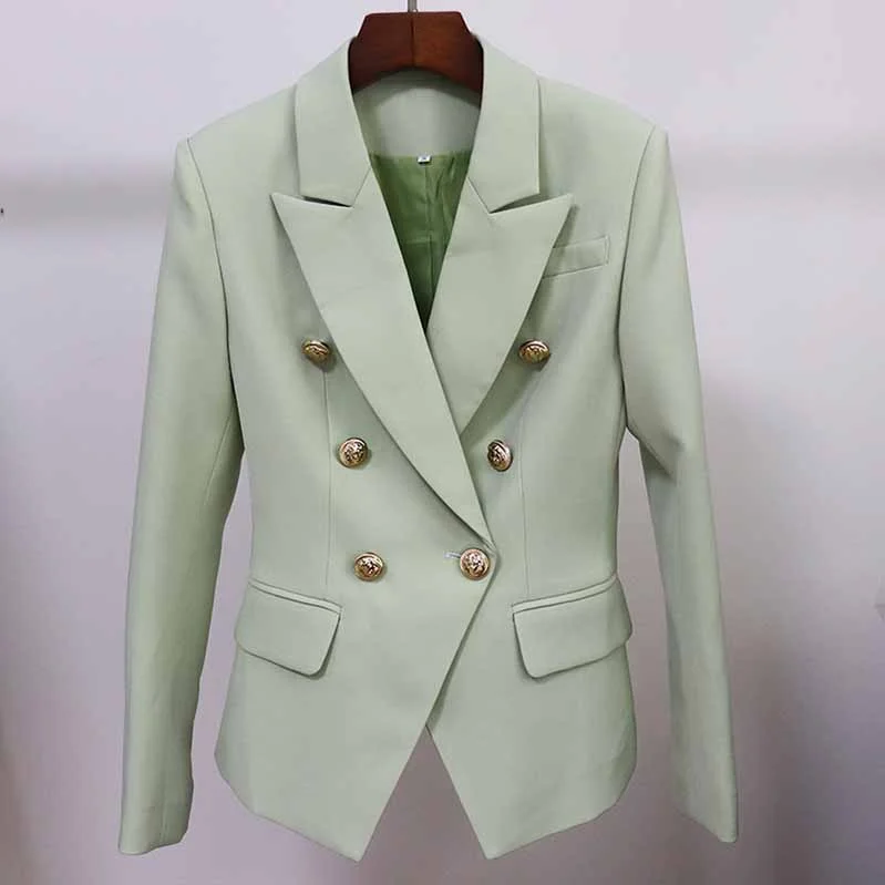 comfortable zip jackets for women -Women Coats Pistachio Green Jacket Long Sleeves Blazer Breasted Coat