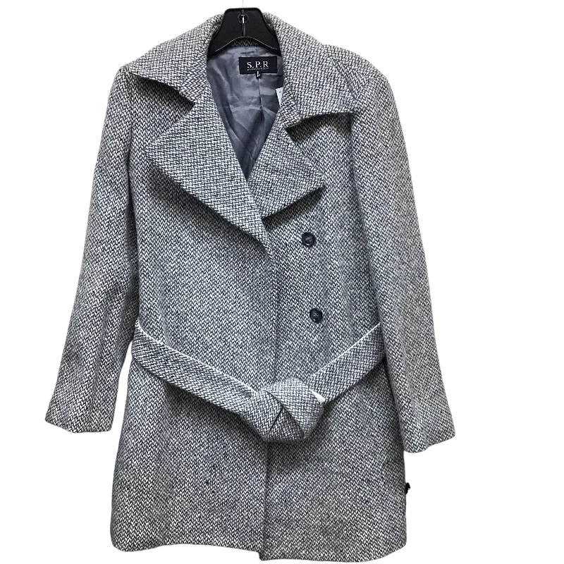 women's velvet jackets -Coat Peacoat By Clothes Mentor In Grey & White, Size: S