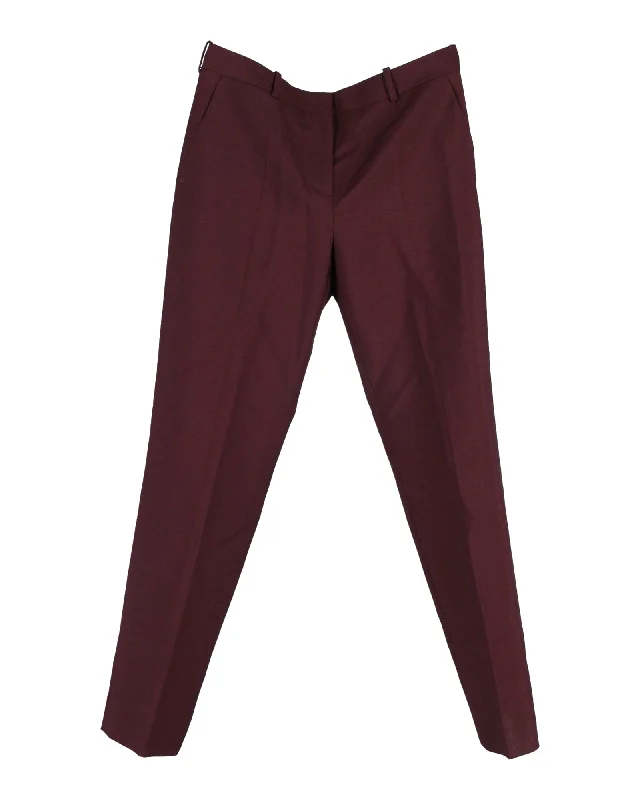 women's stretchable pants -Givenchy Straight Cut Trousers in Burgundy Mohair