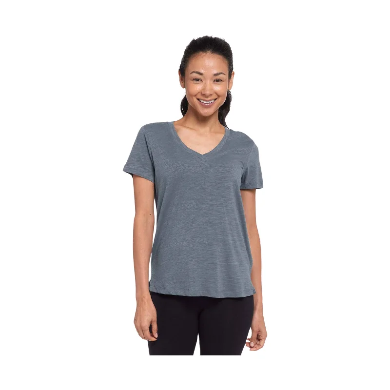 turtleneck tops for women -Tasc Women's NOLA V Neck T Shirt - Storm - ONLINE STORE CREDIT/EXCHANGE ONLY