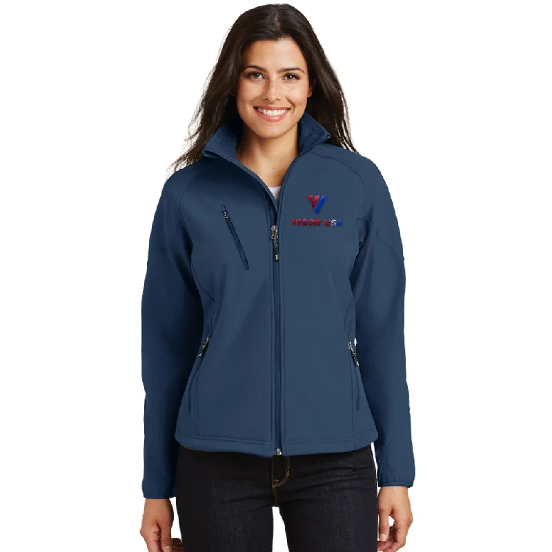 short puffer jackets for women -Port Authority Ladies Textured Soft Shell Jacket