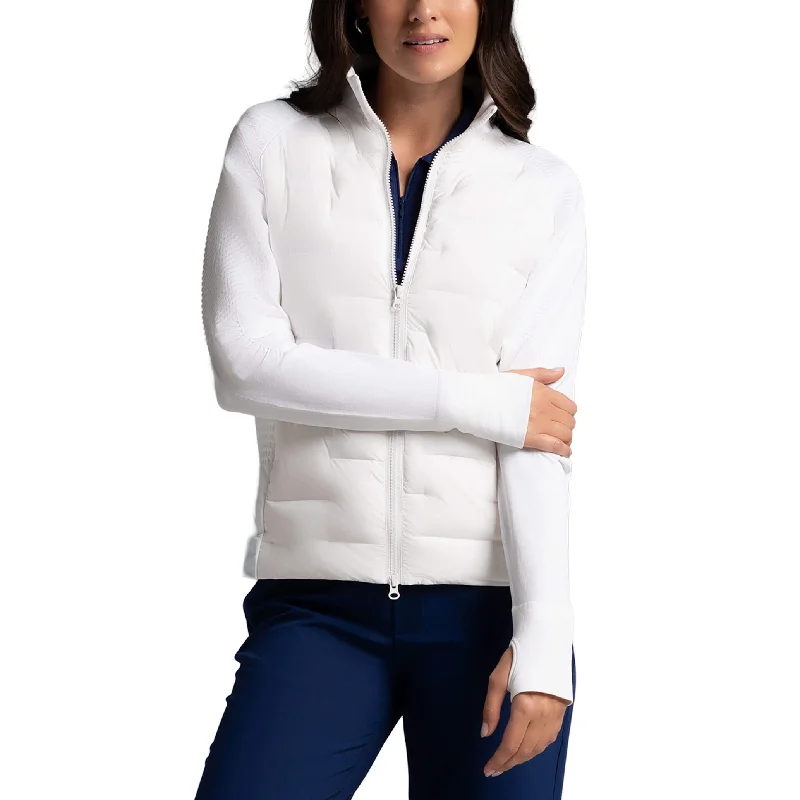 elegant coats for women -IBKUL Women's Hybid Puff Jacket - White