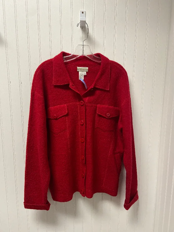 long wool coats for women -Coat Wool By Coldwater Creek In Red, Size: 1x