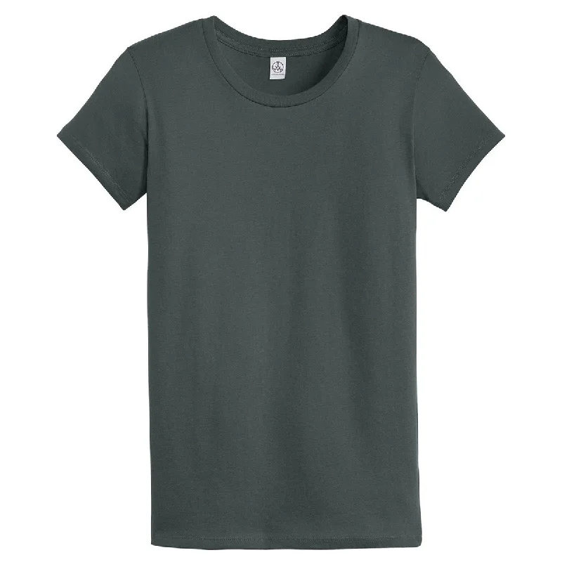 longline tops for women -Alternative Women's Deep Charcoal Legacy Crew T-Shirt