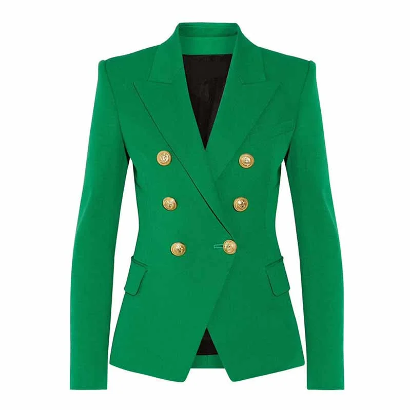 modern blazer jackets for women -Women Emerald Green Coat Long Sleeves blazer jackets Double Breasted Coat