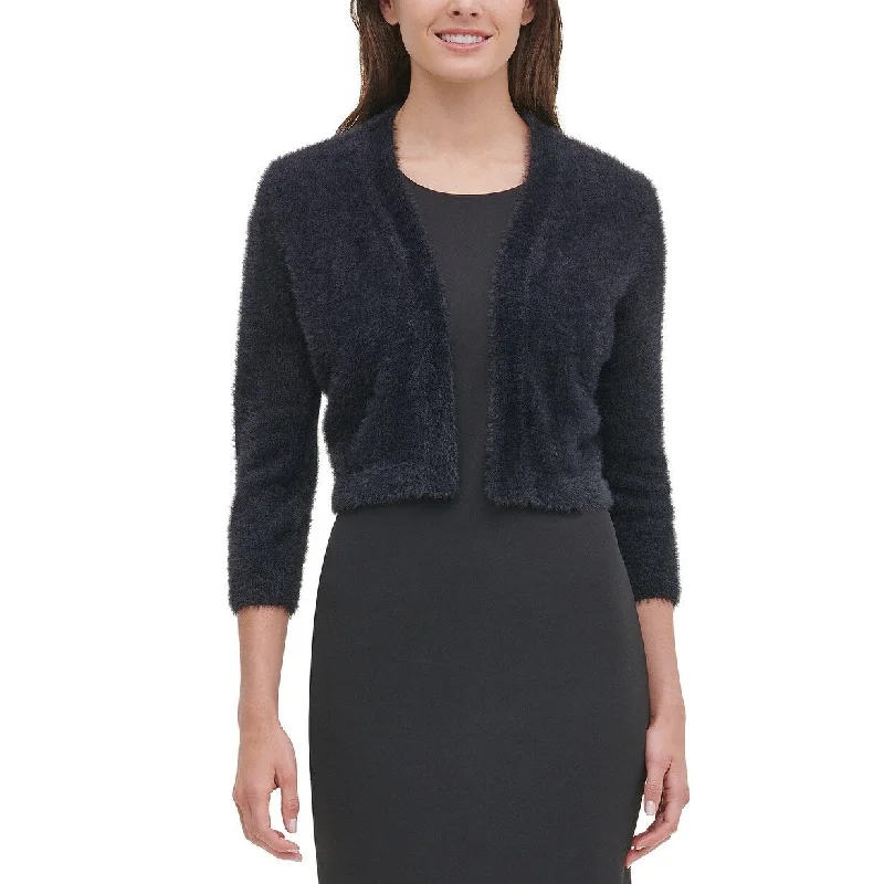 modern blazer jackets for women -Tommy Hilfiger Women's Fuzzy Knit Cardigan Black Size Medium