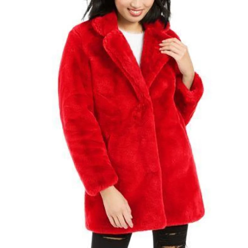 faux suede jackets for women -Apparis Women's Eloise Faux-Fur Coat Red Size Medium