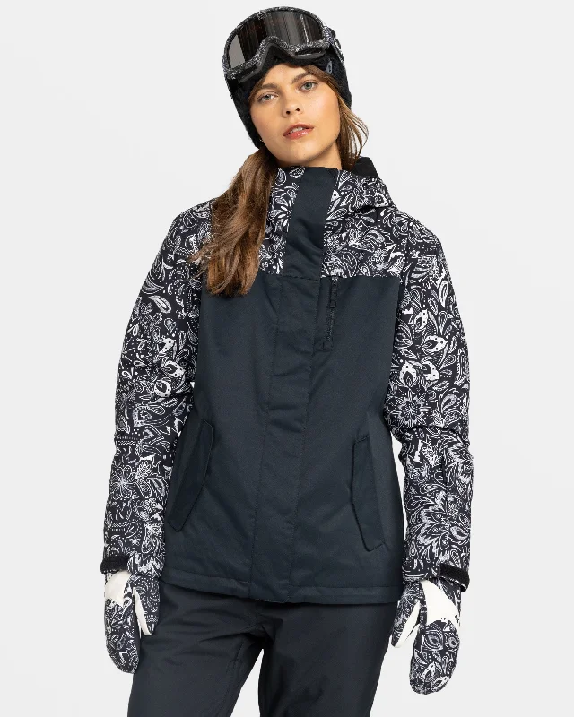 lightweight jackets for women -Roxy Jetty Snow Jacket - True Black Bandanas