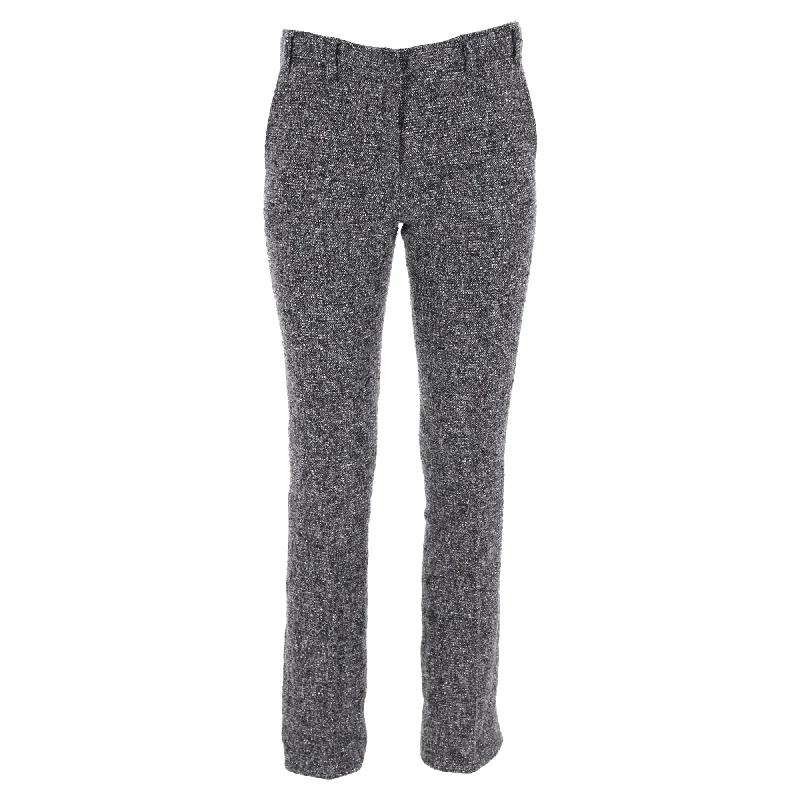 straight-leg jeans for women -Burberry London Slim-Fit Tweed Trousers in Grey Polyester