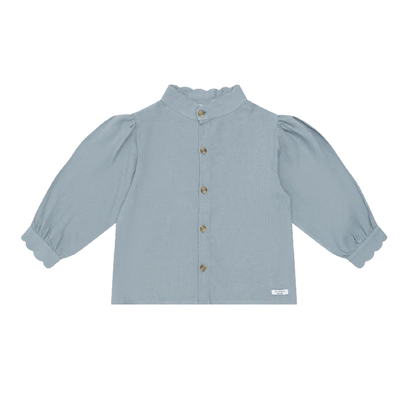 stretchable tops for women -Flo Blouse | Foggy Blue