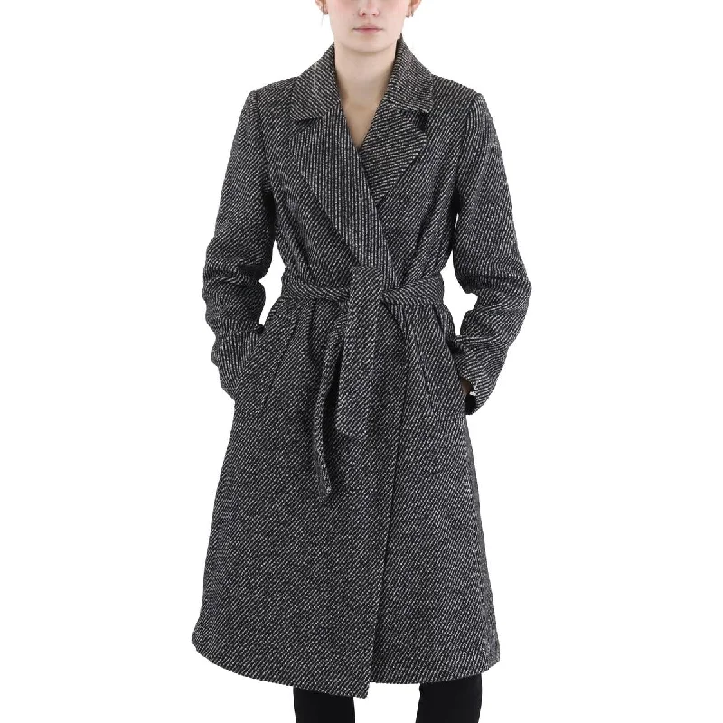 trendy coat jackets for women -Sam Edelman Womens Wrap Long Trench Coat