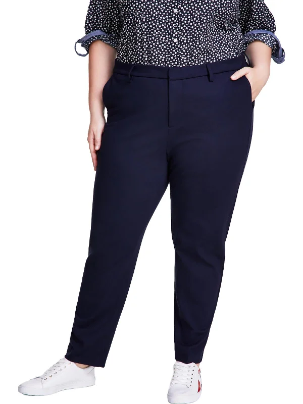 women's capri pants -Plus Womens Ponte High Rise Straight Leg Pants