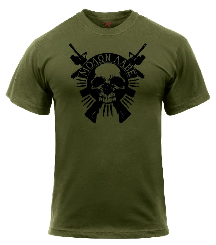 sporty tops for women -Molon Labe Skull T-Shirt