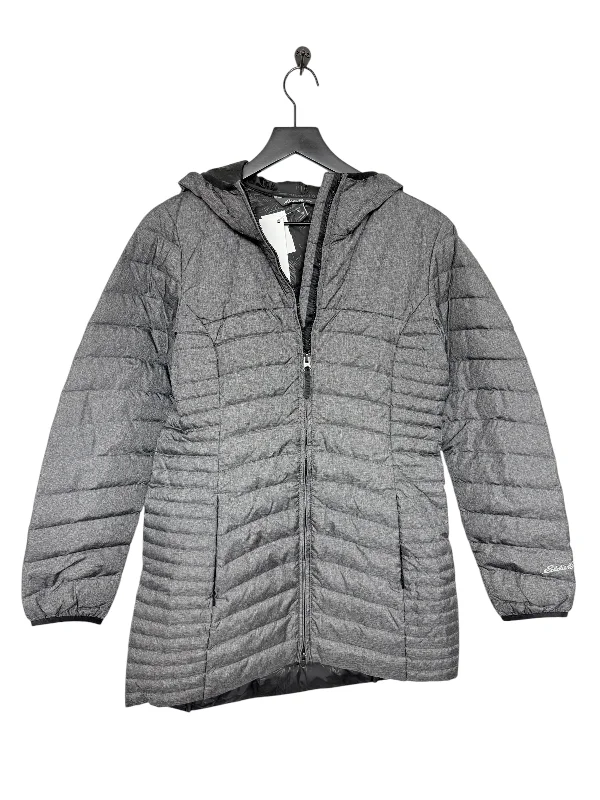 women's raincoats -Coat Puffer & Quilted By Eddie Bauer In Grey, Size: M