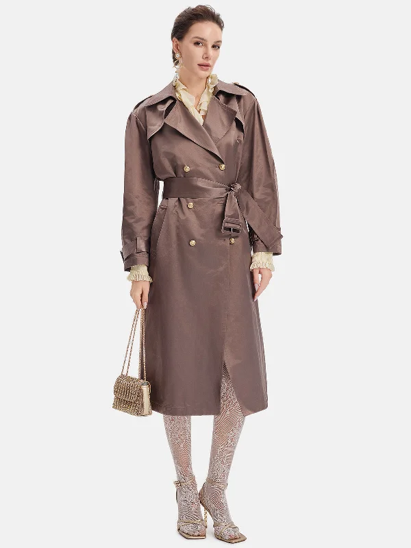 women's velvet jackets -Classic Silky Wool Long Trench