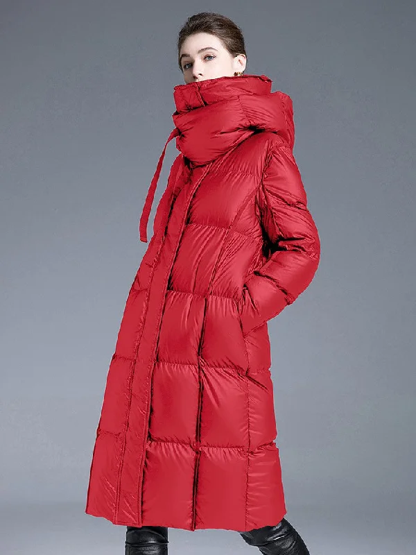 women's cargo jackets -Sadie Hooded Down Puffer Long Coat