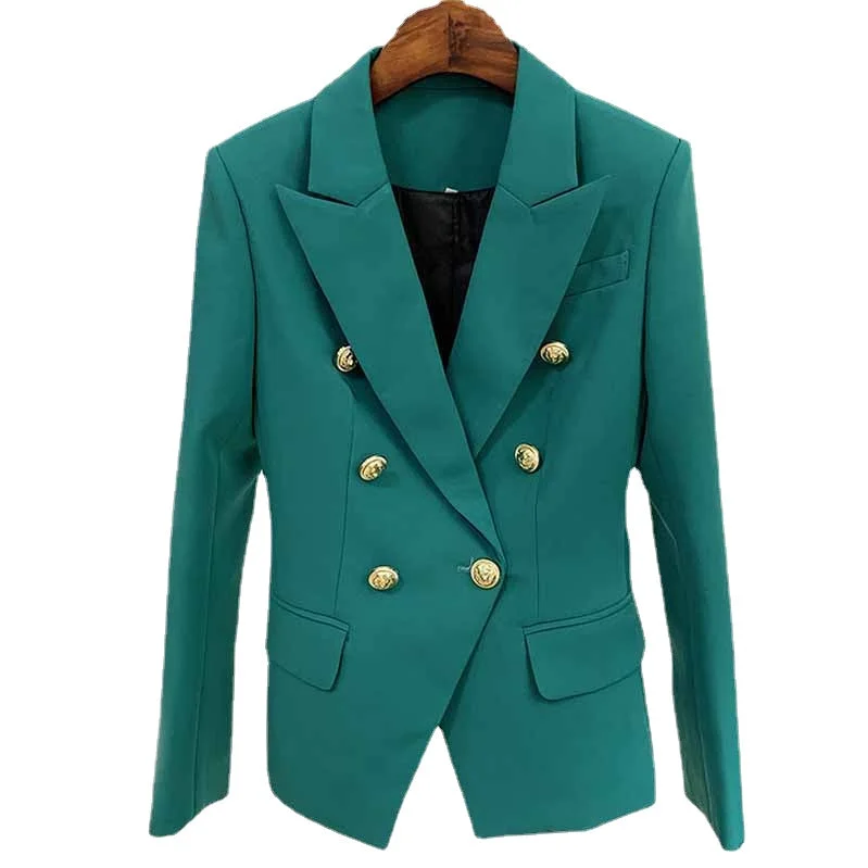 minimalist jackets for women -Women Coats Teal Jacket Long Sleeves Blazer Breasted Coat