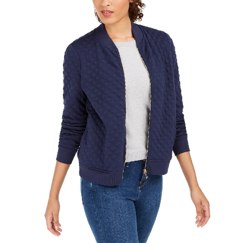 casual jacket sets for women -Charter Club Women's Textured Knit Bomber Jacket Blue Size XX-Large