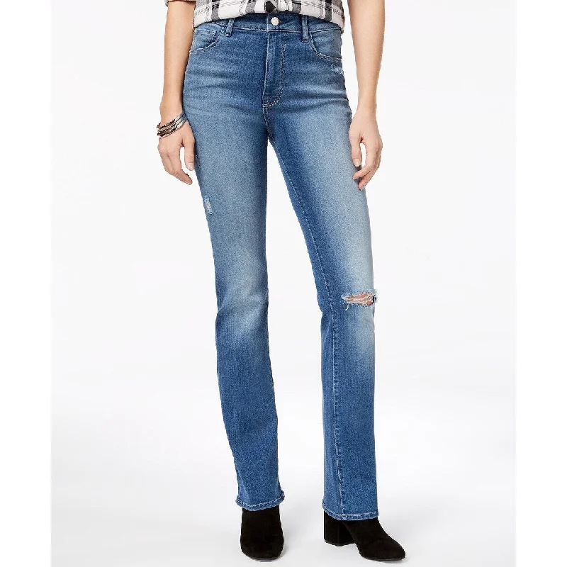 women's skinny jeans -M1858 New York Marly Ripped High-Rise Bootcut Jeans Blue Size 6/28 - 28