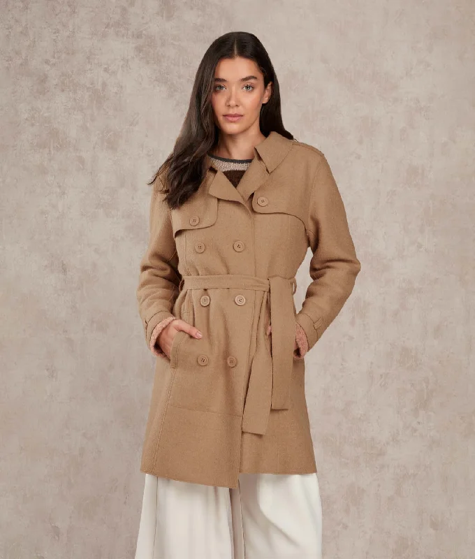 warm winter jackets for women -Felted Trench Coat