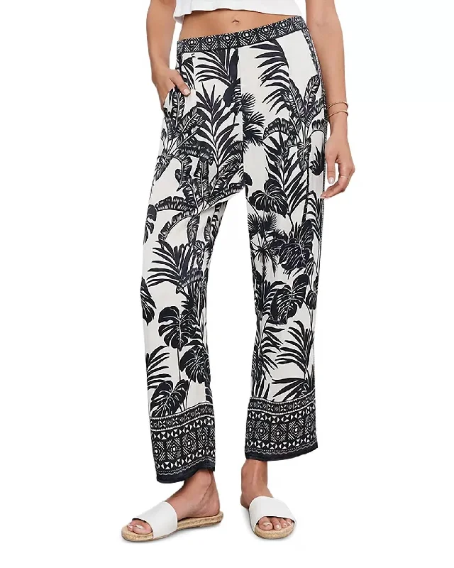 comfortable sweatpants for women -Iris Printed Pant In Black