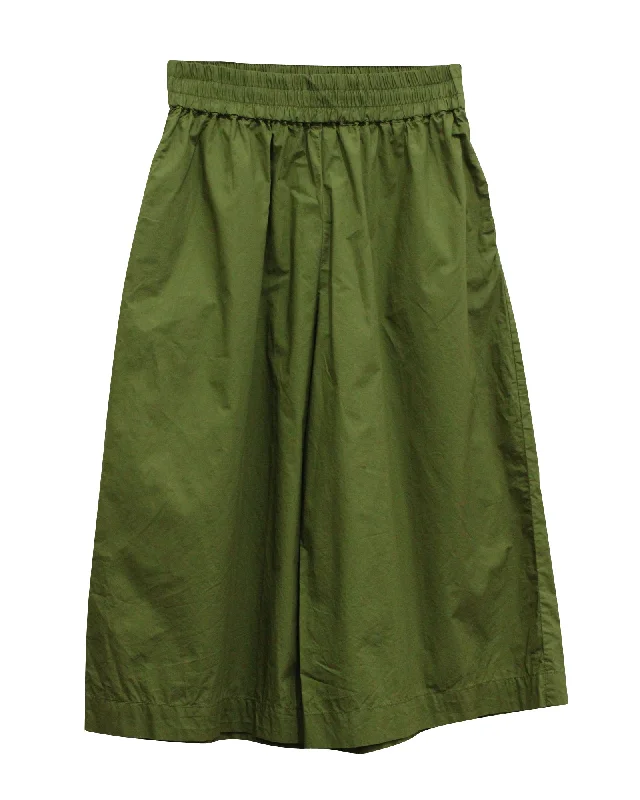 cotton joggers for women -Baum Und Pferdgarten Neama Gathered Culottes in Green Organic Cotton