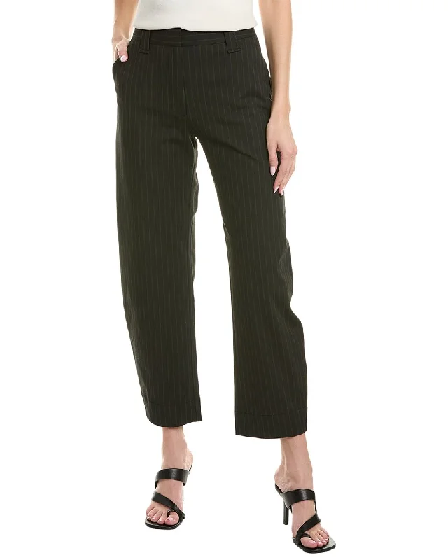 women's tapered joggers -GANNI Stretch Stripe Mid-Waist Pant