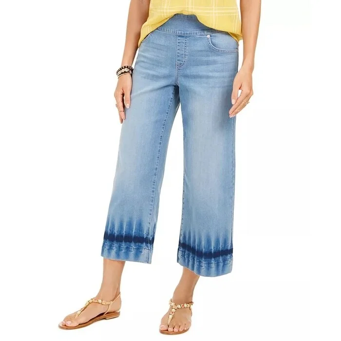 women’s cropped pants -Style & Co Women's Dyed Wide Leg Cropped Jeans Blue Size X-Large - XL