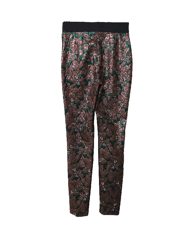 comfortable leggings for women -Dolce & Gabbana Iridescent Brocade Cigarette Pants in Multicolor Polyester