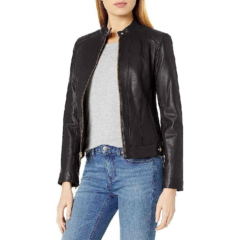 office coat blazers for women -Cole Haan Women's Racer Leather Jacket