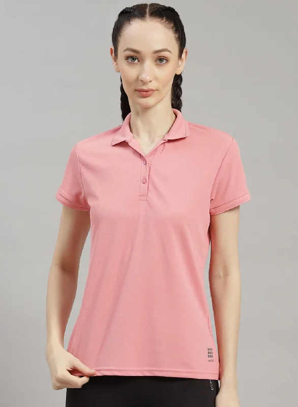 chiffon blouses for women -Women Pink Solid T-Shirt