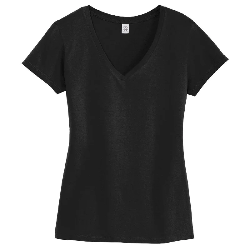 wool tops for women -Alternative Women's Black Legacy V-Neck T-Shirt