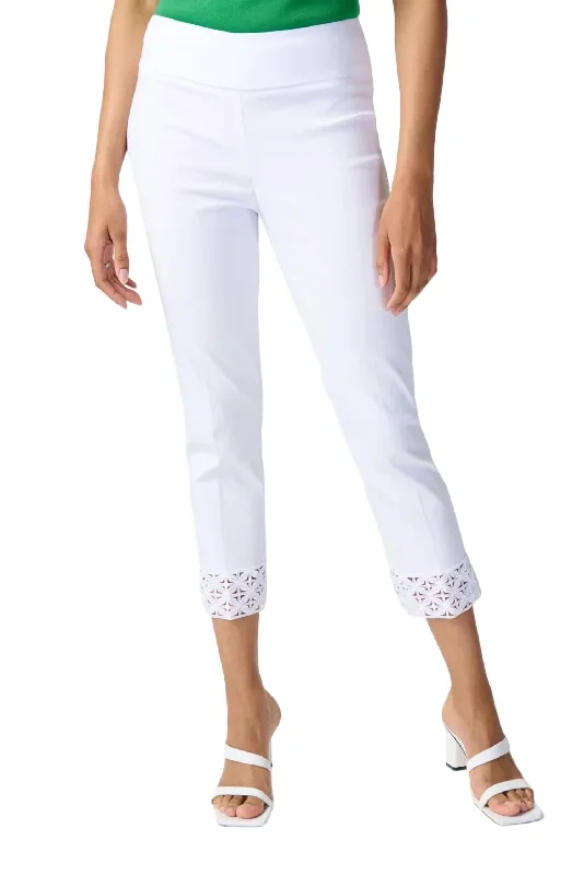 plus-size joggers for women -Millennium Crop Pull-On Pant In White