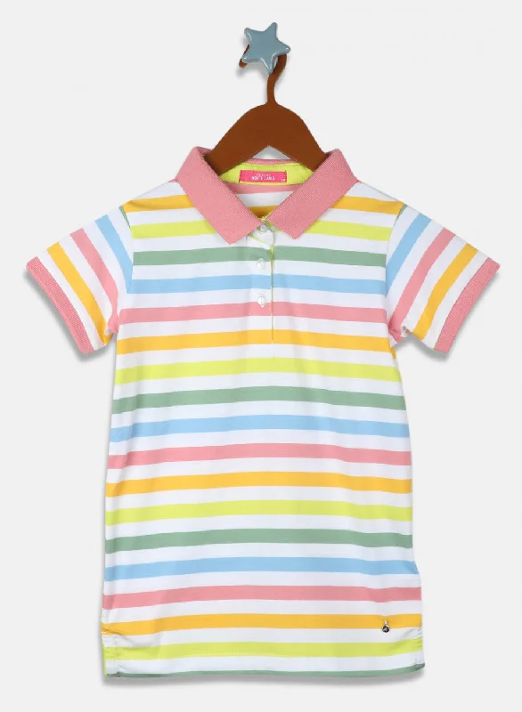 women's satin blouses -Girls Pink Stripe T-Shirt