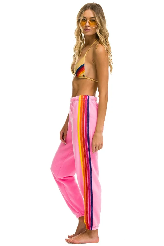 women's comfy lounge pants -5 STRIPE SWEATPANTS - NEON PINK // YELLOW // PURPLE