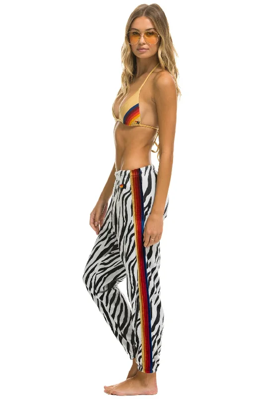 women's high-waisted leggings -CLASSIC VELVET STRIPE SWEATPANTS - ZEBRA