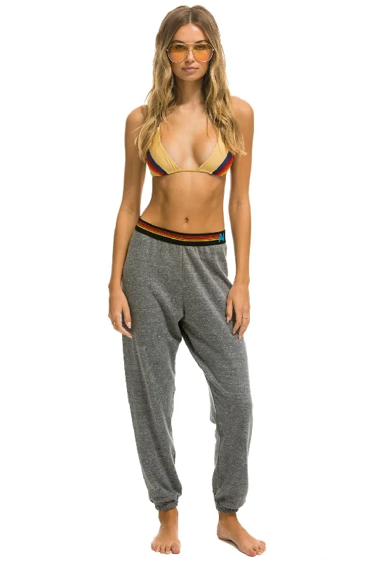 women's low-rise pants -LOGO STRIPE SWEATPANTS - HEATHER GREY