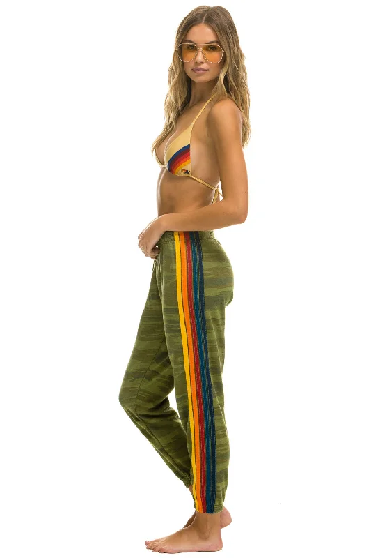 pleated work trousers for women -5 STRIPE SWEATPANTS - CAMO