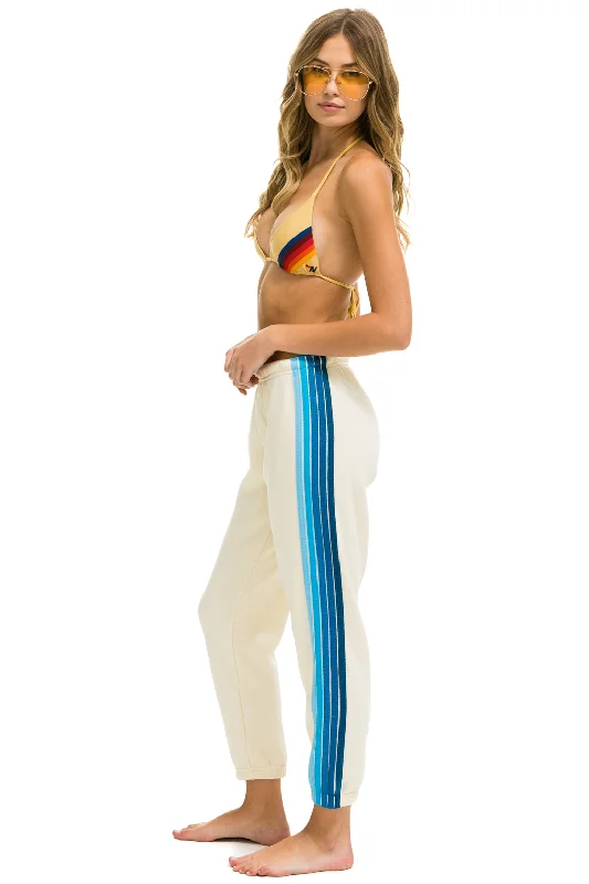 women’s cropped pants -5 STRIPE SWEATPANTS - VINTAGE WHITE // BLUE