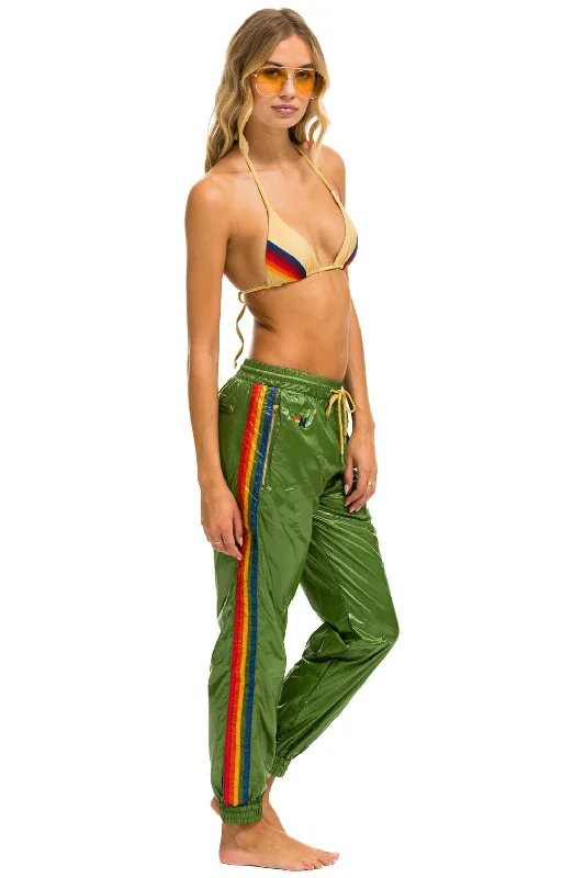 stretchy capris for women -5 STRIPE WIND PANT - GARDEN GREEN