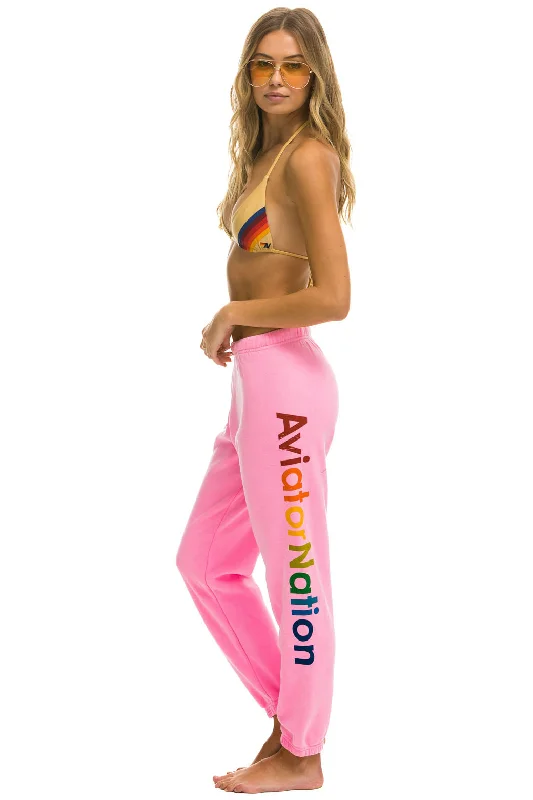 slim-fit pants for women -AVIATOR NATION SWEATPANTS - NEON PINK