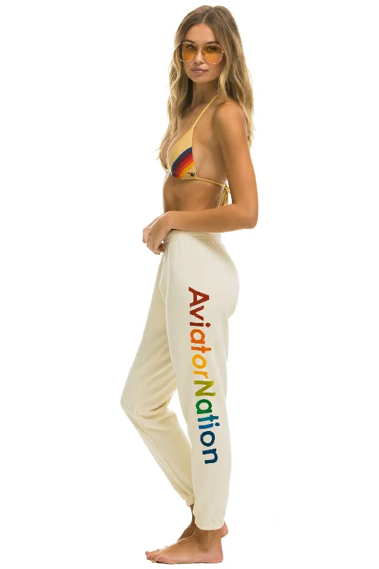 women's wide-leg trousers -AVIATOR NATION SWEATPANTS - VINTAGE WHITE