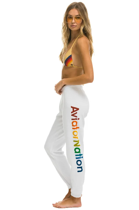 plus-size joggers for women -AVIATOR NATION SWEATPANTS - WHITE