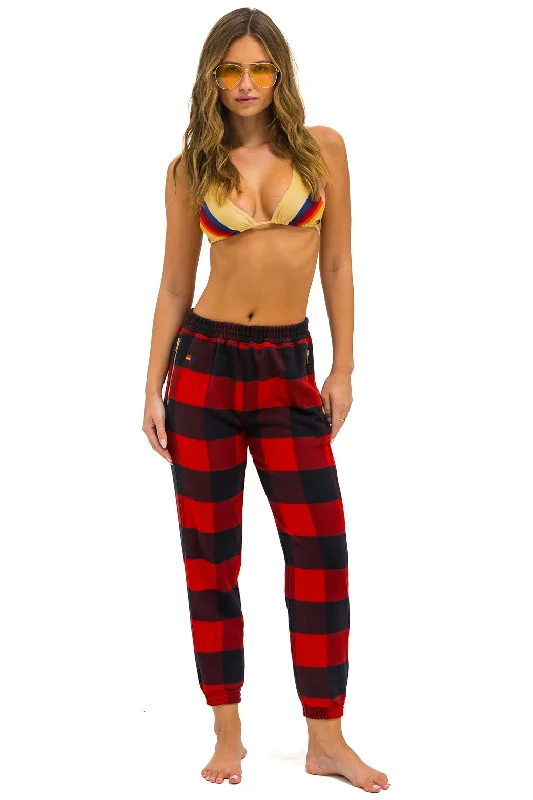 wide-leg pants for women -PLAID LODGE PANT - BUFFALO PLAID