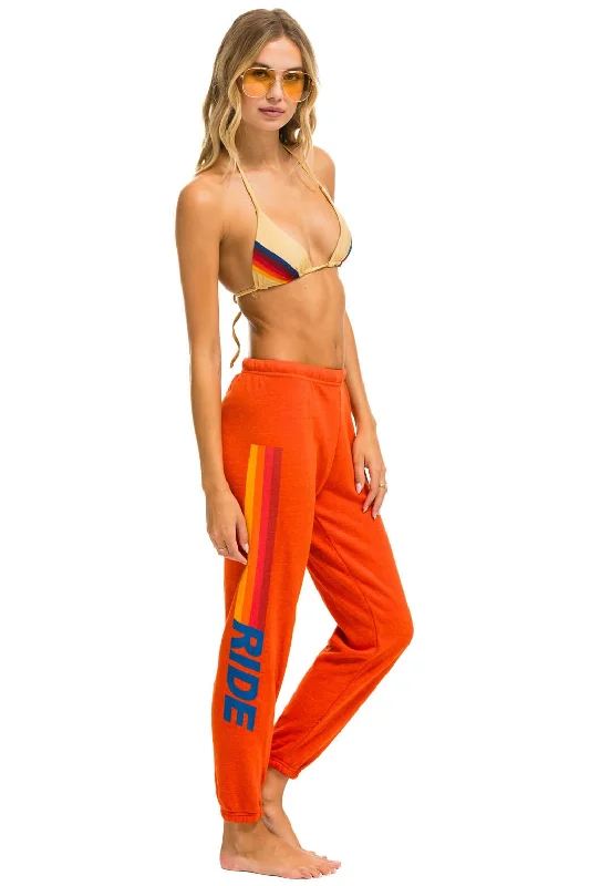 women's athletic pants -RIDE LOGO SWEATPANTS - ORANGE