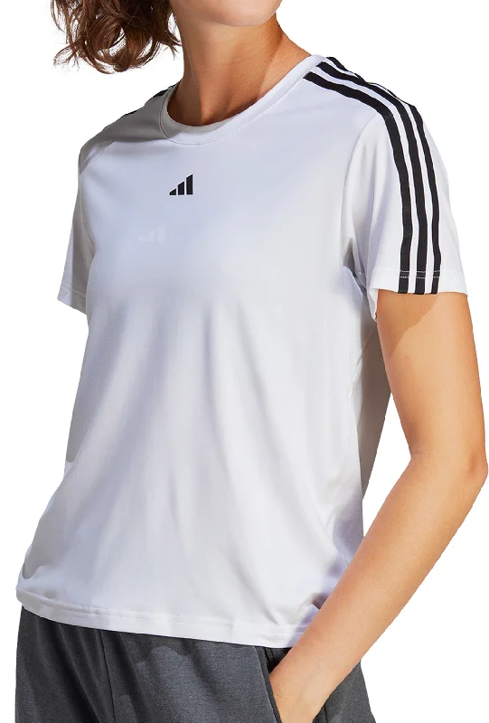 everyday tops for women -adidas AeroReady Train Essentials 3 Stripes Short Sleeve Womens Training Top - White