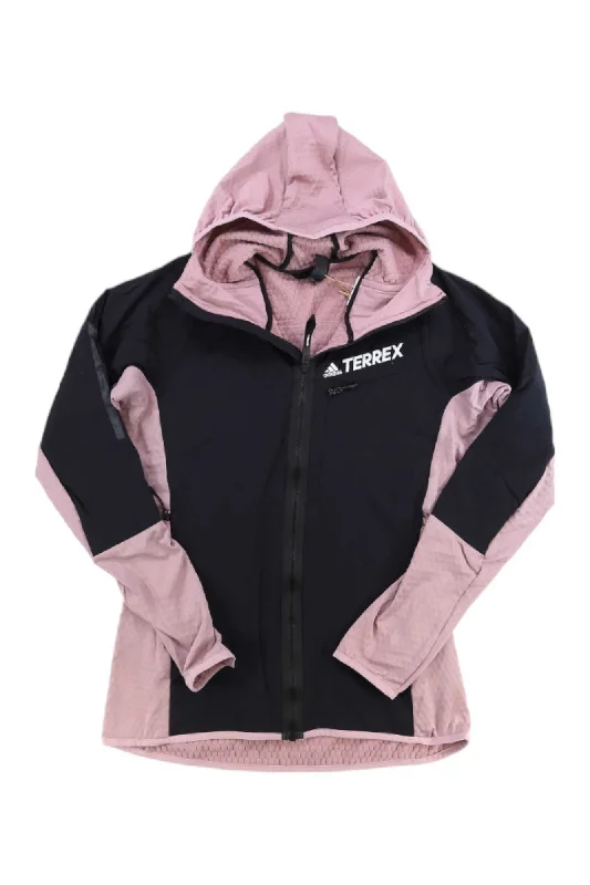 women's silk tops -Adidas Womens Terrex Techrock Flooce Hooded Jacket