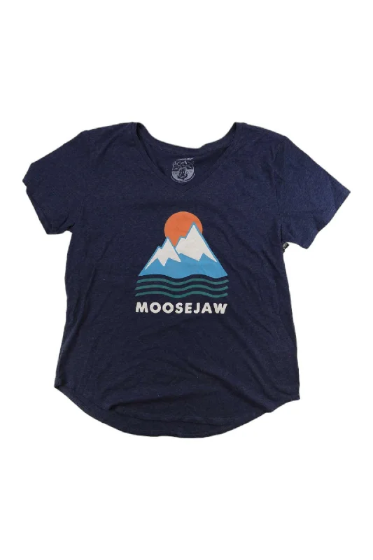 stretchable tops for women -Moosejaw Womens Iceberg Salad Flowy V-Neck SS Tee